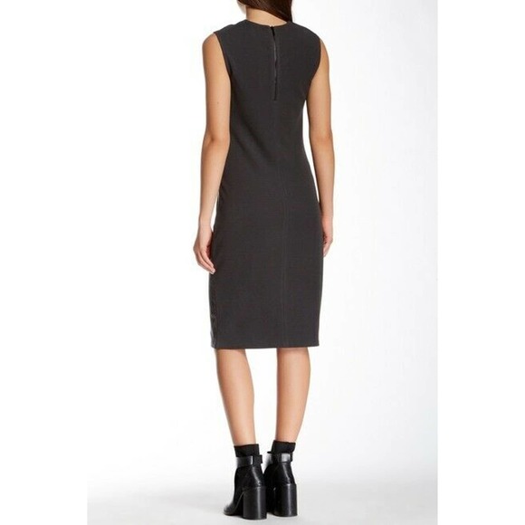 Vince Ribbed Pencil Dress Navy Fitted Sleeveless Knit Crew Neck Sheath S… - Picture 8 of 8